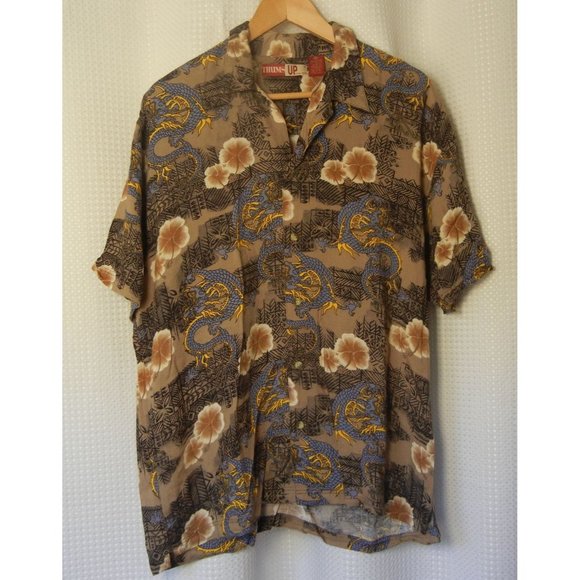 Thums Up for him Other - Thums Up for him  Black/Cream Dragon floral rayon 44 Med Hawiian Shirt
